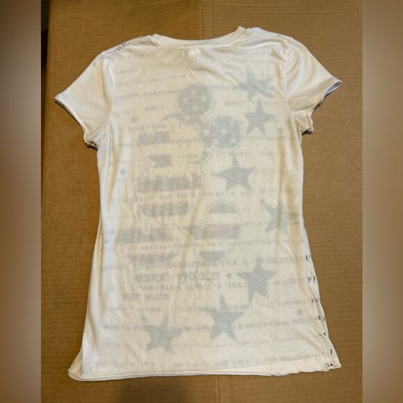 Disney Parks vintage Y2K flag studded cap sleeve Mickey Mouse t shirt. Size M - Picture 2 of 3